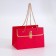 Packet for flowers, handle chain, "raspberry", with gold embossing, 15 x 10.5 x 10 cm