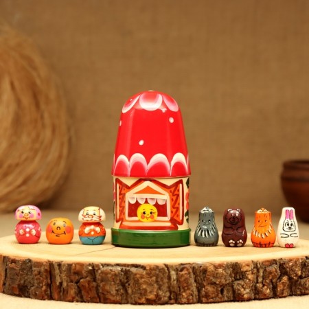 Finger Theater "Kolobok", Teremok and 7 dolls, 14 cm