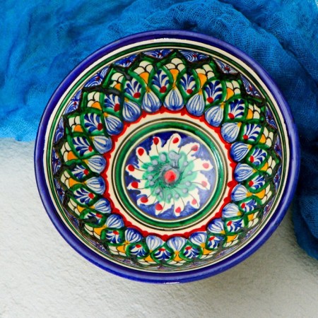 Rishtan ceramics "flowers" 15 cm, small, blue-1