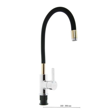 Accoona A9890F kitchen, single -leaf, silicone spout, black/chromium
