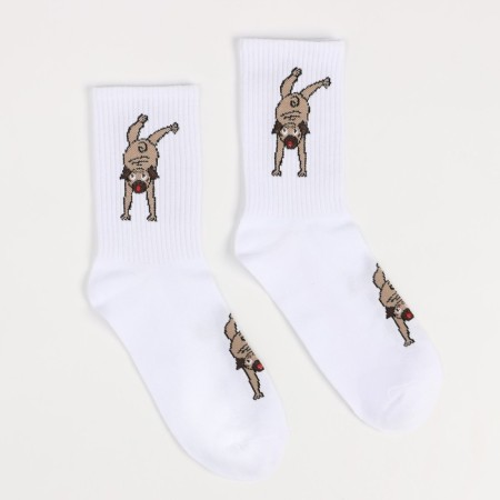 Women's socks, white color/pug, size 35-37-1