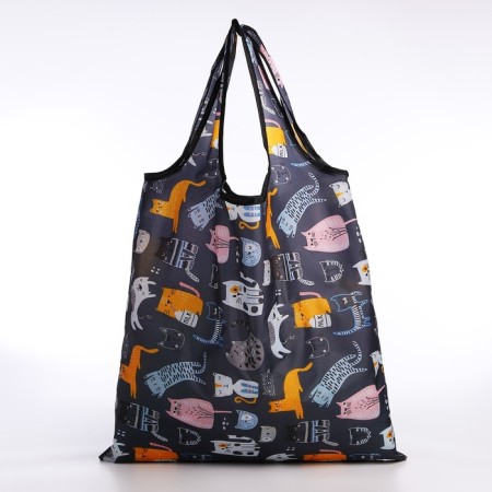 Household bag without fastening, black color/multi -colored-2