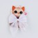 Hair bow White School "Cat" on the elastic band, 10x12 cm