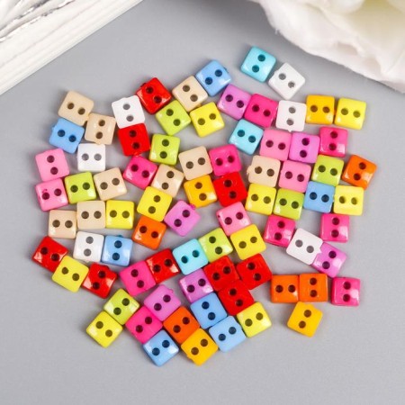 Buttons plastic for creativity 2 punctures "Color Squares" micro set 80 pcs 0.6x0.6cm-2