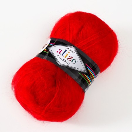 Yarn "Mohair Classic" 25% moher, 24% wool, 51% acrylic 200m/100g (56 red)-1