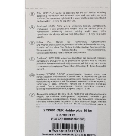 Special marker 3.8 mm Centropen 2799/12 Hobby Plus, line 1 - 3.0 mm, black color, cardboard packaging-6
