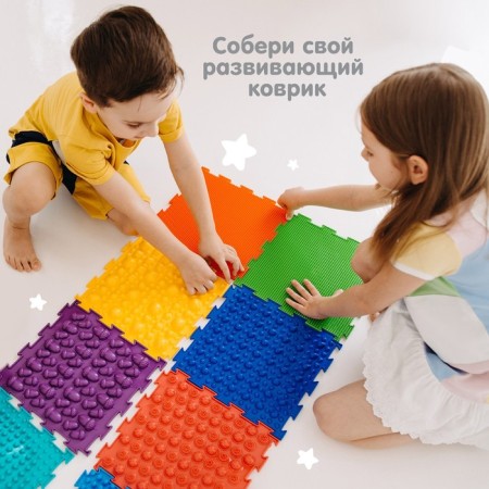 Modular massage rug orthodon "Wave", hard, color mix-2