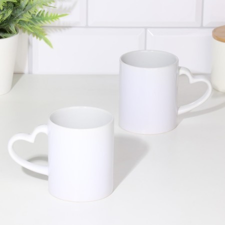 Sublimation mug with a figured hand "Heart" white inside and pen standard 320ml
