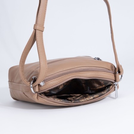 Bag Cross-Bodi with a zipper, dark beige color-4