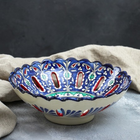Rishtan ceramics "Patterns", 25 cm, blue