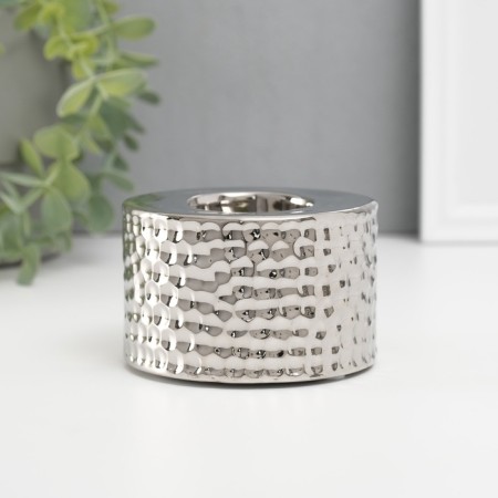 Ceramics candlestick per 1 candle "rain drops on the sand" d = 4 cm silver 9x9x6 cm-1