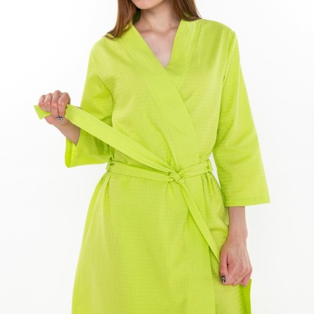 Women's waffle robe and I am 3/4 sleeve, size 54-56, light green, 100% cotton, 200g/m2-1