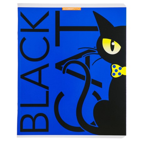 Notebook of 48 sheets in the Black Cat cage, covered cardboard, fluorescent paints, mix-5