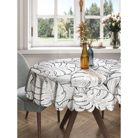 The tablecloth "Black and white tropics", round, Saten, d = 150 cm