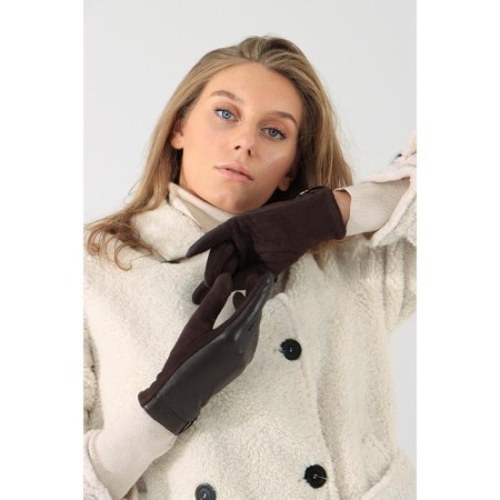 Gloves are female, dimensionless, without insulation, brown color-1