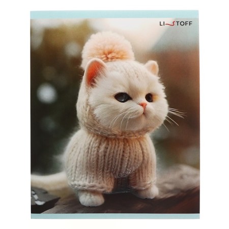 Notebook of 48 sheets in the cage "Winter cats", covered cardboard, matte lamination, selective UV-lame, block 60g/m2, mix-2