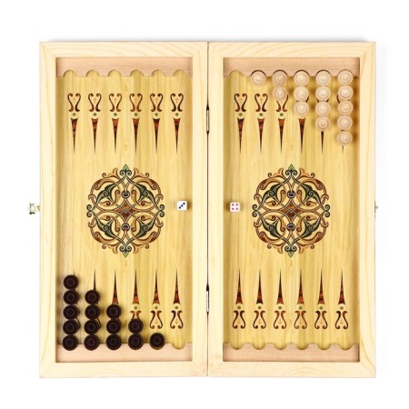 Wooden backgammon large, board game "Leo", 40 x 40 cm, with checkers-2