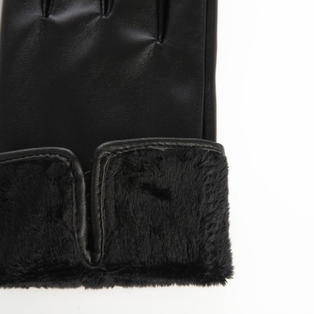 Gloves of wives 24*1*9 cm, leather claim, without insulation (c), dimensionless, 3 buttons, black-2