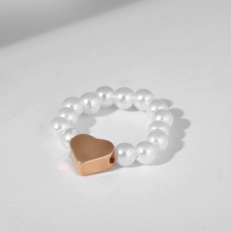 Ring "heart", white color with gold-3