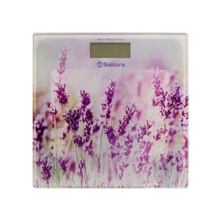 Floor scales Sakura SA-5072LF, electronic, up to 180 kg, 1xCR2032, glass, "lavender"-1