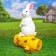 Garden figure "Bunny on a log" White, 45cm