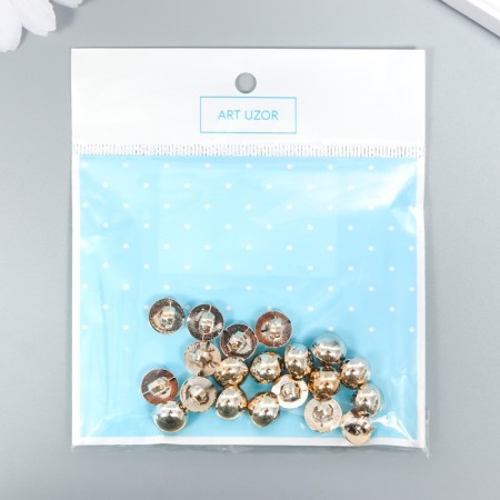 Buttons plastic for creativity on the leg "smooth ball" gold set 20 pcs 1x1 cm-3