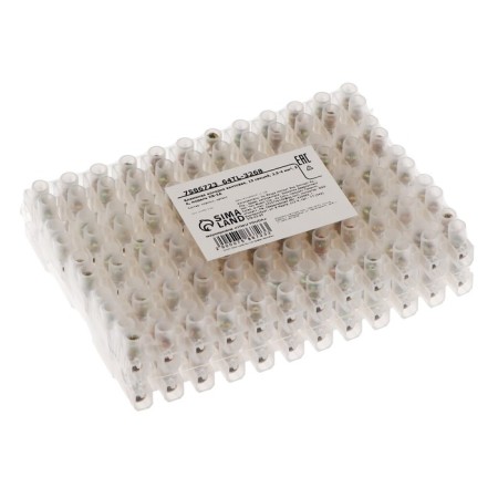The terminal block of screw, 12 sections, 2.5-4 mm², 5 A, polyethylene, white, set of 10 pcs.-2