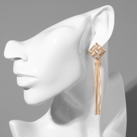 Earrings hanging "Odyssey" weaving, color gold-3