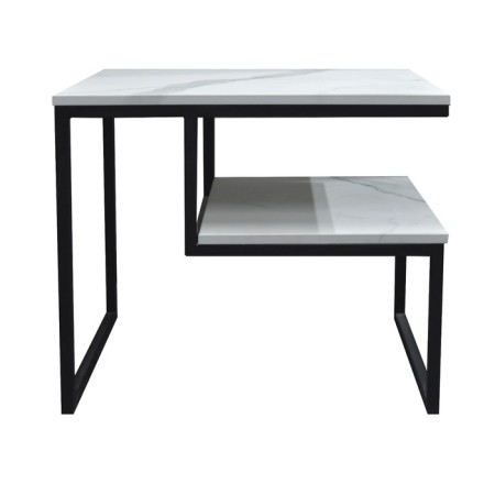 Table DQ Shelf Fir, 600*450*516, white marble, m/k black MDF-1