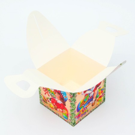 New Year. Gift box New Year's cube maxi "Children's Happiness" 15 x 15 x 19 cm.-3