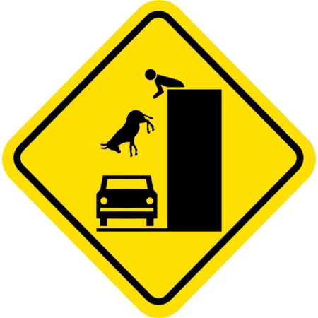 Decorative sign (poster) "Caution" 32x32 cm, plastic