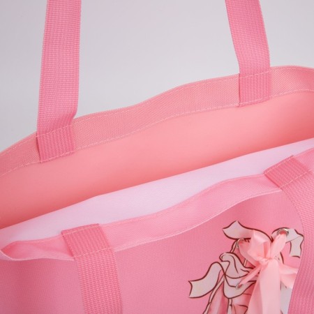 Shoper "Poins", 35 x 0.5 x 40 cm, with tape, pink color-7