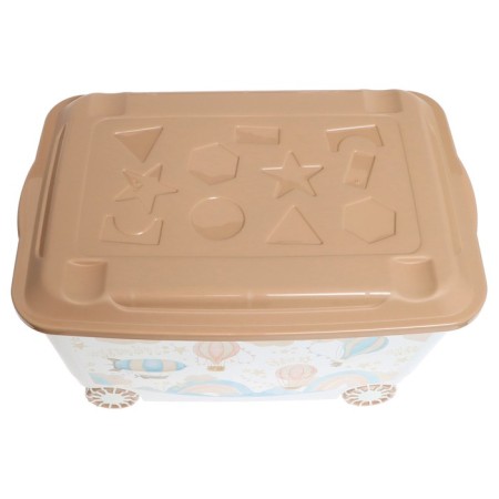 Box for toys "Air balloons", on wheels 58 × 39 × 33.5 cm, 45 l, dark beige-5
