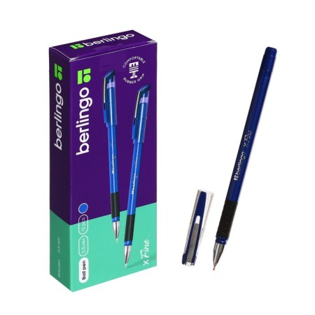 Ballpoint pen Berlingo Xfine 0.3, blue, blue case, rubber emphasis, price for 1 pie.-3