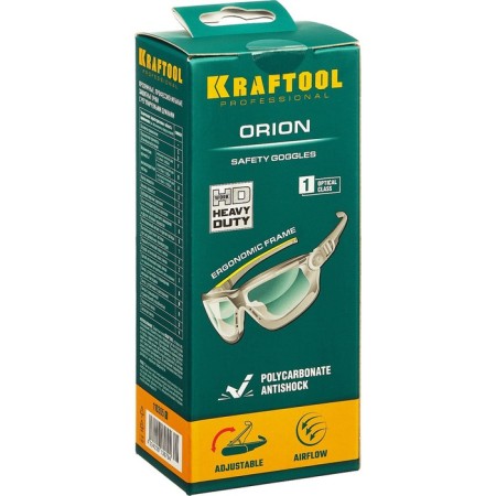 Protective glasses Kraftool Orion 110305_z01, open type, transparent, indirect ventilation-2