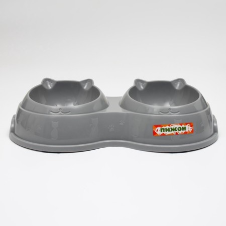 Double plastic bowl, 25 x 14 x 5 cm, gray-1