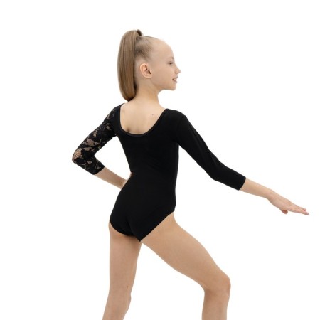 Grace dance gym swimsuit, with a sleeve 3/4, p. 38, black color-2