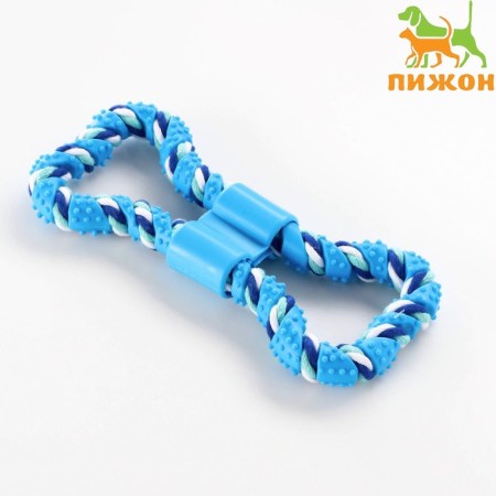 A toy twisted from rubber and rope "Putness", 19.5 cm, blue