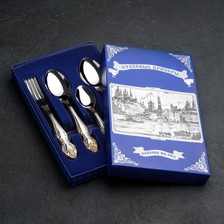 A set of cutlery "Troika", 18 objects, thickness 2 mm, local nitride-titanium coating-5