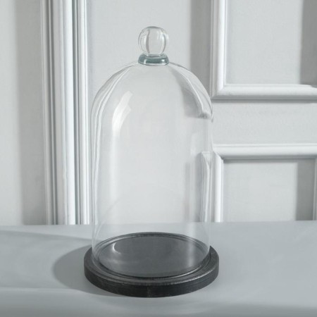 Glass dome-redflower with a ball on the stand "Rodrik", 29x15 cm, glass, black-2