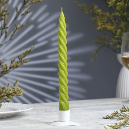 Candle twisted, 2.3x 24.5 cm, 5 hours, 50 g, olive
