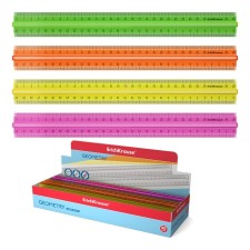 A ruler with a holder of 30 cm Erichkrause Neon, plastic, a mix of 4 colors, in a box display