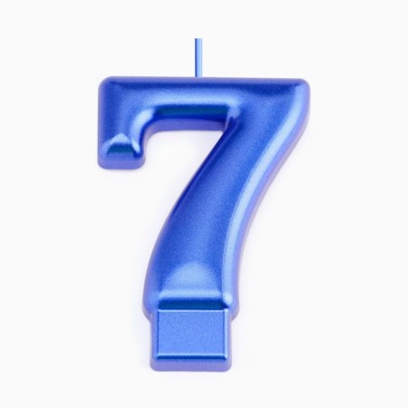 Candle for the Cake "European Giant", number 7, 7 cm, blue metallic-2
