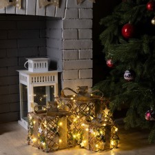 LED figure “Gray Gifts” 15, 20, 25 cm, textiles, metal, AAX2 batteries (not in the kit), glow warm white