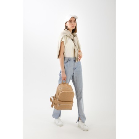 Women's backpack made of artificial leather with lightning, beige color-4