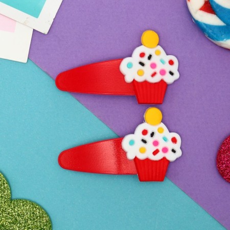 Invisibility for hair "Loli" (set 2 pcs) cake with balls, 5.5 cm, red