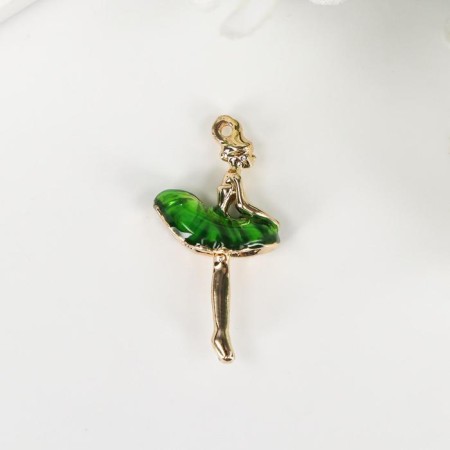 Decor for creativity metal, enamel "Ballerina in a green pack" 2.8x1.5 cm-1