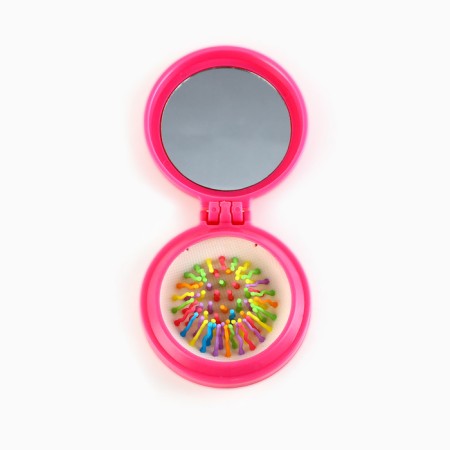 The comb is massage, folding, with a mirror, 6 × 6 x 3 cm, color pink mix-5