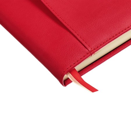 The diary is low, A5 160 sheets, leatherette, DEVENTE. KLINT, a solid cover with foam rubber, pocket, lies, block 70, red-3