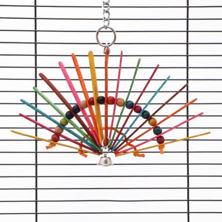 Toy for birds "Fan" with a bell, multi -colored, 20 x 20 cm-3